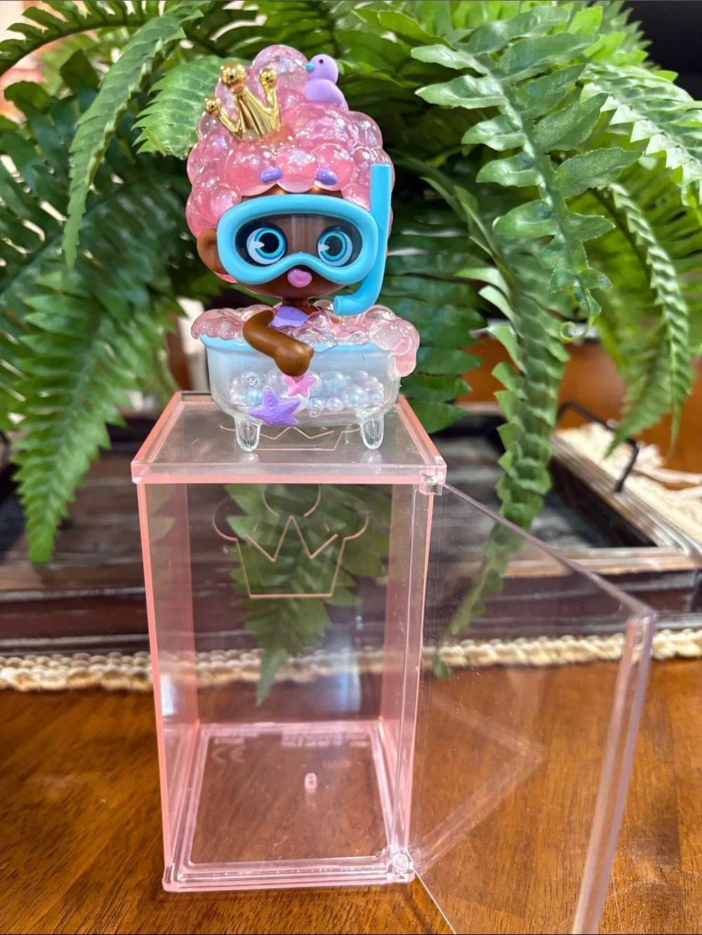 Pink Bubble Bath Character Figurine with Blue Snorkel